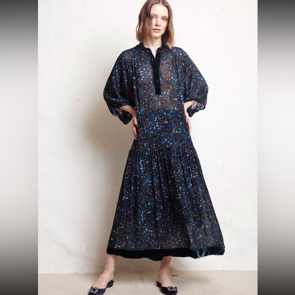 Warm Primrose Maxi Dress Peacock Size 3 Large